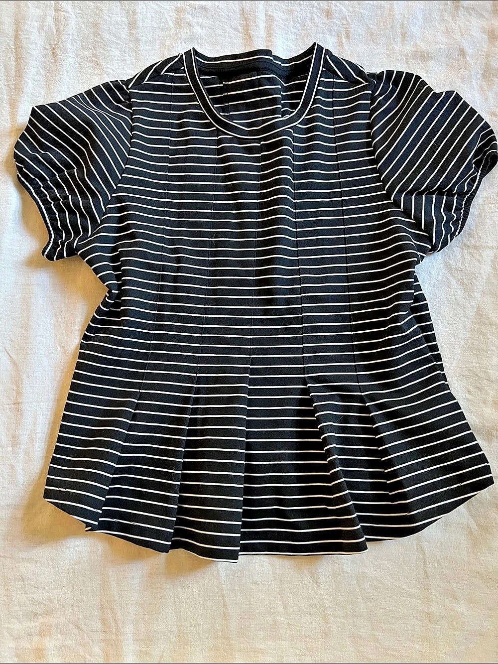 Striped Peplum Top in Black & White Like New